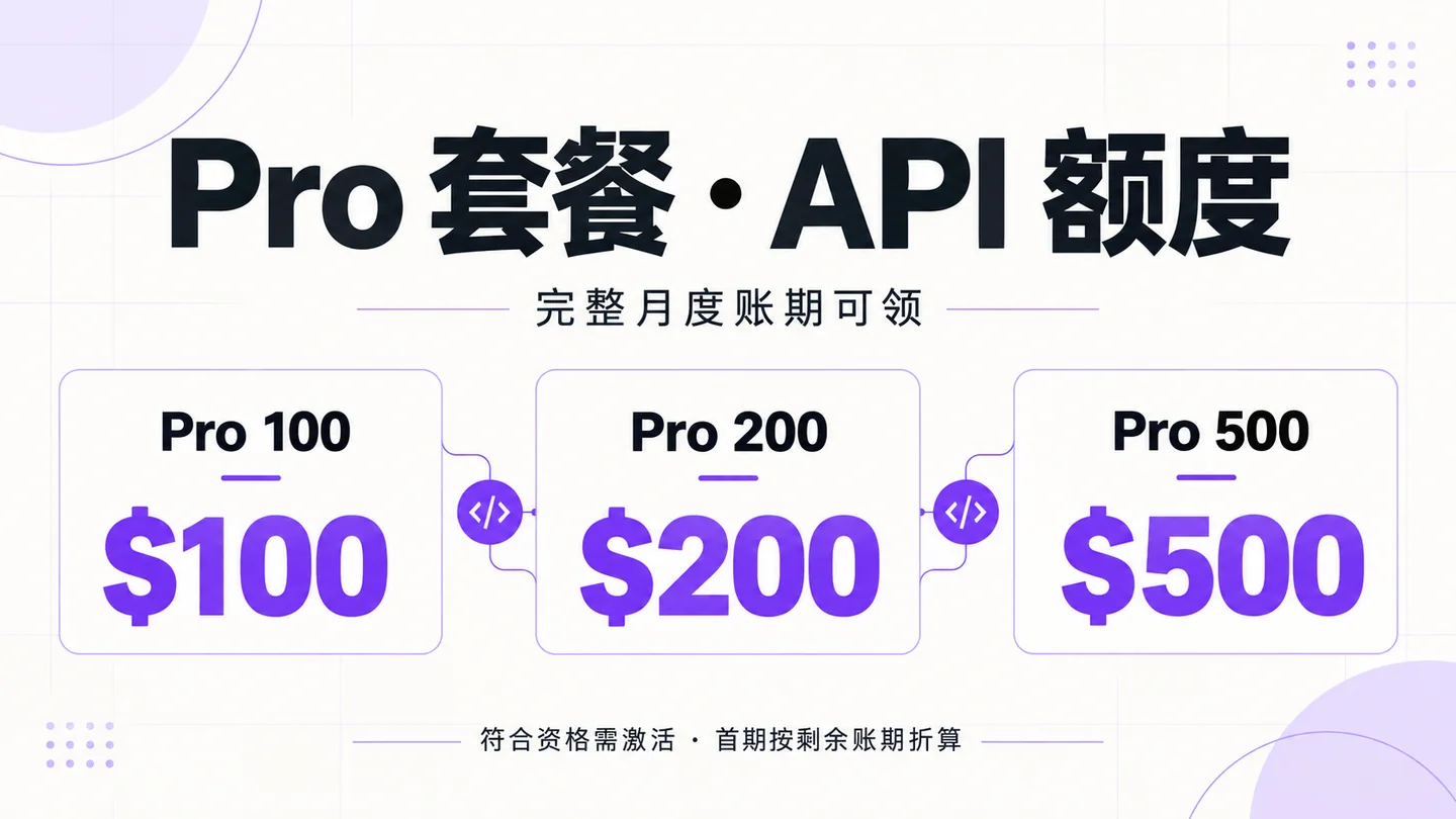 ChatGPT Pro 充值送对应 API 额度：100 / 200 / 500 美元领取指南